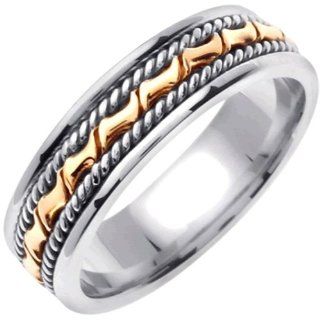 14K Tri Color Gold Women's Braided Coil Twist Wedding Band (8mm) Jewelry
