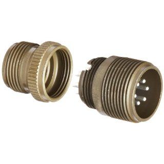 Amphenol Industrial 97 3101A 14S 6P Circular Connector Pin, Threaded Coupling, Solder Termination, Cable Receptacle, Solid Backshell, 14S 6 Insert Arrangement, 14S Shell Size, 6 Contacts: Electronic Component Cylindrical Connectors: Industrial & Scient