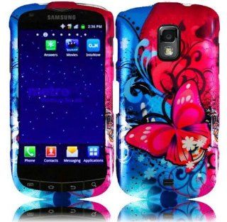 Blue Hot Pink Butterfly Flower Hard Cover Case for Samsung Galaxy S Lightray 4G SCH R940: Cell Phones & Accessories