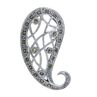 Marcasite 925 Sterling Silver Filigree Paisley Pendant: SilverShake: Jewelry
