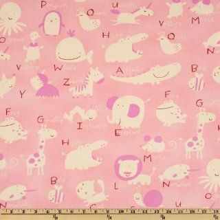 Baby Talk Animal Alphabet Pink Fabric