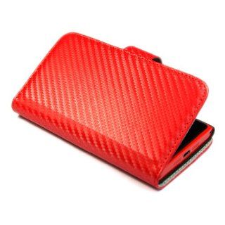 Wallet Carbon Fibre Leather Case Cover for NOKIA LUMIA 920 Red + 1 pcs gift: Cell Phones & Accessories