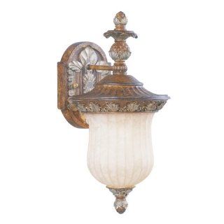 Livex Lighting 8483 1 Light 100W Outdoor Wall Sconce with Medium Bulb Base and Vintage Carved Scavo, Venetian Patina   Wall Porch Lights  