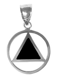 Alcoholics Anonymous Symbol Pendant #921 5, Ster., AA Symbol Triangle w/ Black Enamel Inlay: Jewelry