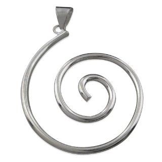 925 Silver Large Swirl Spiral Pendant: Jewelry