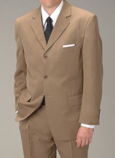 Riente Milano Solid Tan 3 Button Side Vent Suit Size = 36R at  Mens Clothing store