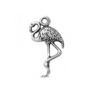 Flamingo Bird Charm .925 Sterling Silver Perfect for Custom Bracelets, Anklets, Necklaces, Pendants, Earrings, and Rings Jewelry