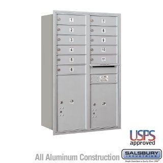 Salsbury Industries 3712D 11ARU 4C Horizontal Mailbox   12 Door High Unit (44 1/2 Inches)   Double Column   11 MB1 Doors / 1 PL5 and 1 PL6   Aluminum   Rear Loading   USPS Access   Security Mailboxes  