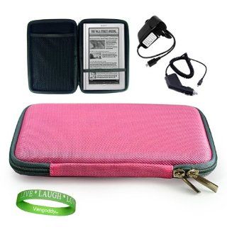 Sony eReader PRS 950 Accessories Kit Perfect Fit Pink Double Woven Nylon Carrying Case + Compatible Sony PRS 950 Car Charger + Compatible Sony PRS 950 Wall Charger + Vangoddy Live * Laugh * Love Wrist Band Cell Phones & Accessories