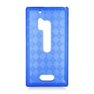 Nokia Lumia 928 (Verizon) One Piece TPU Rubber Case Cover, TransParent Blue + LCD Clear Screen Saver Protector Cell Phones & Accessories