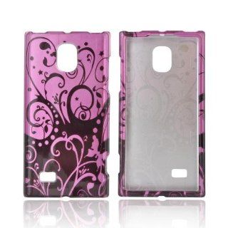 LG Optimus Vs930 (optimus LTE II) Hard Plastic Snap On Shell Case Cover   Black Vines On Pink: Cell Phones & Accessories