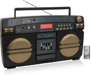Lasonic i 931BT (i 931BTQ) Limited Edition Portable Wireless Bluetooth Ghetto Blaster Boombox Stereo AM/FM Radio Speakers with USB, SD/MMC Card, and 3.5mm Aux Input   Black & Gold : MP3 Players & Accessories