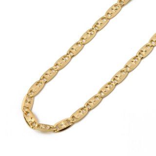 14K Yellow Gold 4.3mm Valentino Diamond cut Chain Necklace with Lobster Claw Clasp   18" Inches: The World Jewelry Center: Jewelry