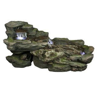 Yosemite Home Decor CW10020 Cascading Rock Fountain with LED Accent Lighting  Free Standing Garden Fountains  Patio, Lawn & Garden