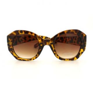 Tortoise Octagon Geometric Diamond Butterfly Fashion Sunglasses: Clothing