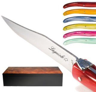 Set of 6 Laguiole steak knives plexiglass assorted color handles direct from France: Kitchen & Dining