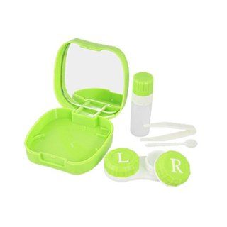 Rosallini Emoticon Print Green Plastic Contact Lens Case w Bottle: Health & Personal Care