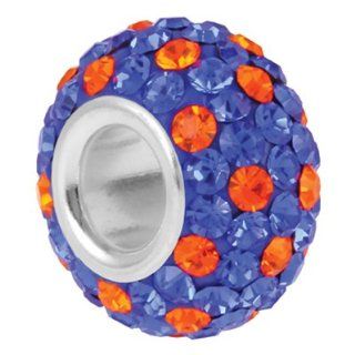 Bauble LuLu Beads School Spirit  Blue/Org Dot Large Hole Bead: Jewelry