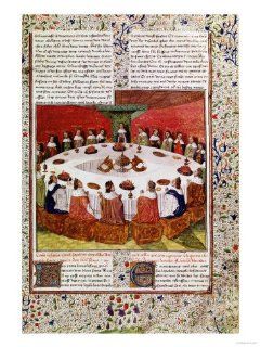 The Round Table and the Holy Grail, Gaultier Map, 1470 Giclee Print Art (9 x 12 In) : Everything Else