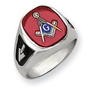 14k White Gold Mens Masonic Ring   Size 10   JewelryWeb: Jewelry