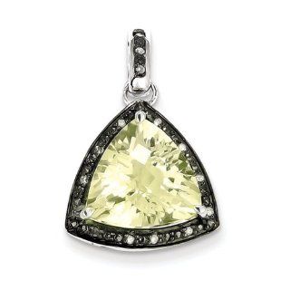 Sterling Silver Lemon Quartz And Diamond Pendant, Best Quality Free Gift Box Satisfaction Guaranteed: Jewelry