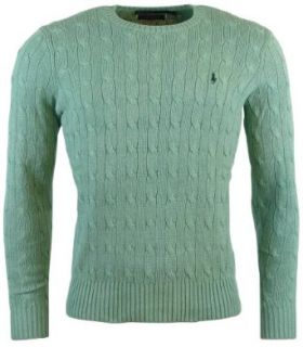 Polo Ralph Lauren Mens Cable Knit Crewneck Silk Sweater   S   Green at  Mens Clothing store: Pullover Sweaters