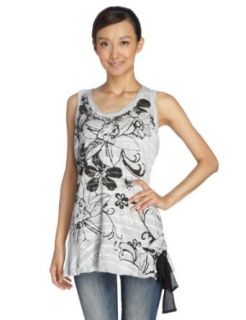 Desigual Womens Perlita Tunic Tank, Grey with Black Print (Medium) at  Womens Clothing store: Tank Top And Cami Shirts