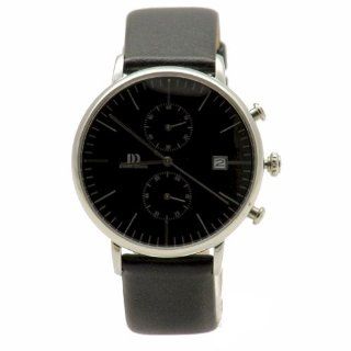 Danish Design IQ13Q975 Stainless Steel Case Black Leather Band Black Dial Chronograph Men's Watch: Watches
