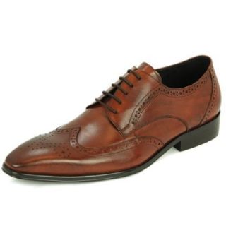 Natazzi Italian Napa Calfskin Leather Shoes Hand Made Men's Rosato Lace Up Wingtip Oxford Model Gabbana L 5012 Antique Look Brown (7.5 D(M) US / 40.5 (M) EU) Darya Trading Shoes