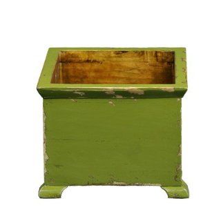 French Square Planter with Wooden Legs Color: Green : Planter Boxes : Patio, Lawn & Garden