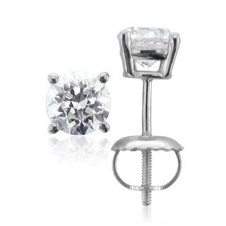 18k White Gold Diamond Stud Earrings (HI, I2 I3, 0.90 carat): Diamond Delight: Jewelry