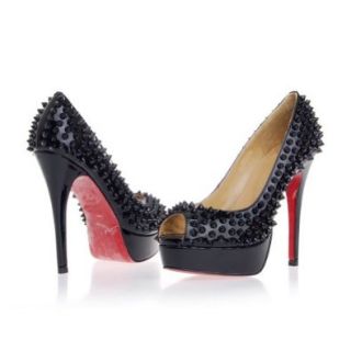 MINITA Genuine Sheep Leather Rivets High Heel Woman Shoes Size 8 US: Sandals: Shoes