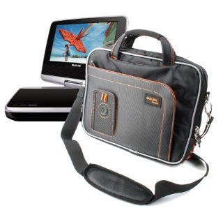 DURAGADGET Stylish, Lightweight Portable Classic DVD Carry Case With Soft Padded Interior For LCD Screen Portable DVD Player MP4  WMA MPG AVI VOB DIVX JPEG TV USB Games FM Radio SD Card Game In Car Swivel Flip Black 959, PHILIPSPV9002I Portable Video 