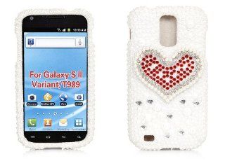 iSee Case 3D Pearl Bling Rhinestone Crystal Full Cover Case for Samsung Galaxy S2 S 2 II T Mobile HERCULES SGH T989 (Red Heart White Pearl): Cell Phones & Accessories