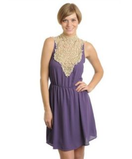 Stanzino Women's High Neck Purple Mini Dress purple S at  Womens Clothing store