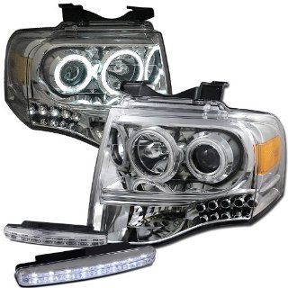 Ford Expeditional Ccfl Halo Projector Headlights Lamps + 8 Led Fog Bumper Light: Automotive