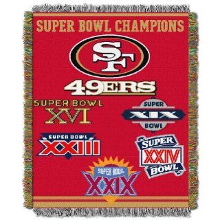 NFL San Francisco 49ers 5 Time Super Bowl Champions 48"x60" Blanket Throw  Sports Fan Throw Blankets  Sports & Outdoors