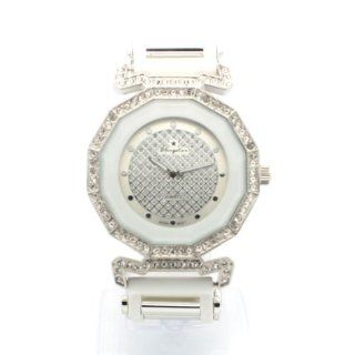 Silver White Fashion Dress Watch with Glitter Dial and Rhinestones New Diamond Cut: Watches