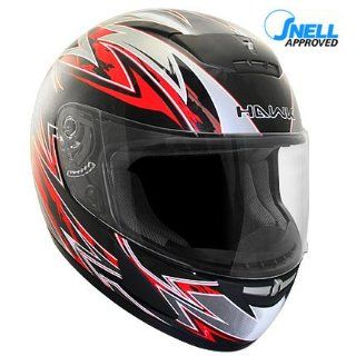 HAWK Snell/DOT Approved SWIFT Black and Red Full Face Motorcycle Helmet: Automotive