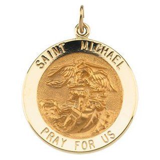 14K Gold St. Michael Medal   Large Pendants Jewelry
