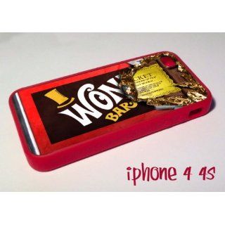 Red Willy Wonka Chocolate Bar Golden ticket iPhone 4 4s Case Cover Rubber silicone: Cell Phones & Accessories