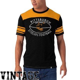 47 Brand Pittsburgh Steelers Vintage Top Gun T Shirt   Black/Gold : Sports Fan Apparel : Sports & Outdoors
