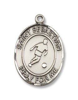 St. Sebastian Sports Soccer Sterling Silver Medal with 18" Sterling Chain Patron Saint of Athletes Jewelry