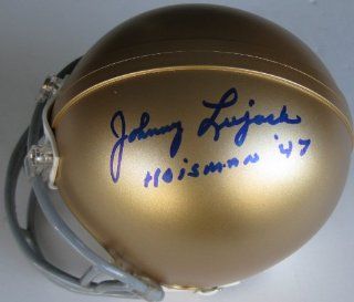 Johnny Lujack, Notre Dame Fighting Irish, 1947 Heisman Trophy Winner, Signed, Autographed, Mini Helmet, with Coa: Sports Collectibles