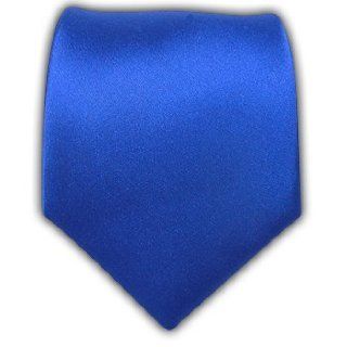 100% Silk Woven Royal Blue Solid Satin Tie at  Mens Clothing store Neckties