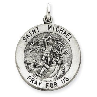 St. Michael Sterling Silver Medal Pendant.18"steel Necklace Chain: Saint Michael Pendant: Jewelry