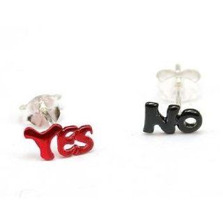 The Olivia Collection Sterling Silver 7mm Metallic Yes and No Stud Earrings: Jewelry
