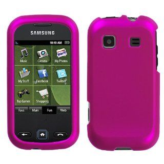 Hard Plastic Snap on Cover Fits Samsung M380 Trender Titanium Solid Hot Pink Rubberized Sprint Cell Phones & Accessories
