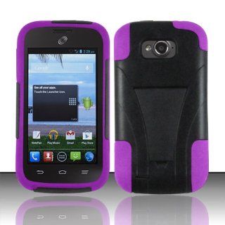 For ZTE Savvy Z750c / ZTE Awe N800 / ZTE Reef N810 (StraightTalk/Virgin Mobile) PC+SC HYBRID Cover w/ Kickstand   Purple HYB: Cell Phones & Accessories