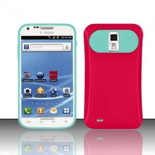 For Samsung Hercules T989 Galaxy S2 (T Mobile)   iGLOW in the Dark Luminus Hybrid Covers   Pink/Baby Blue iGLOW: Cell Phones & Accessories
